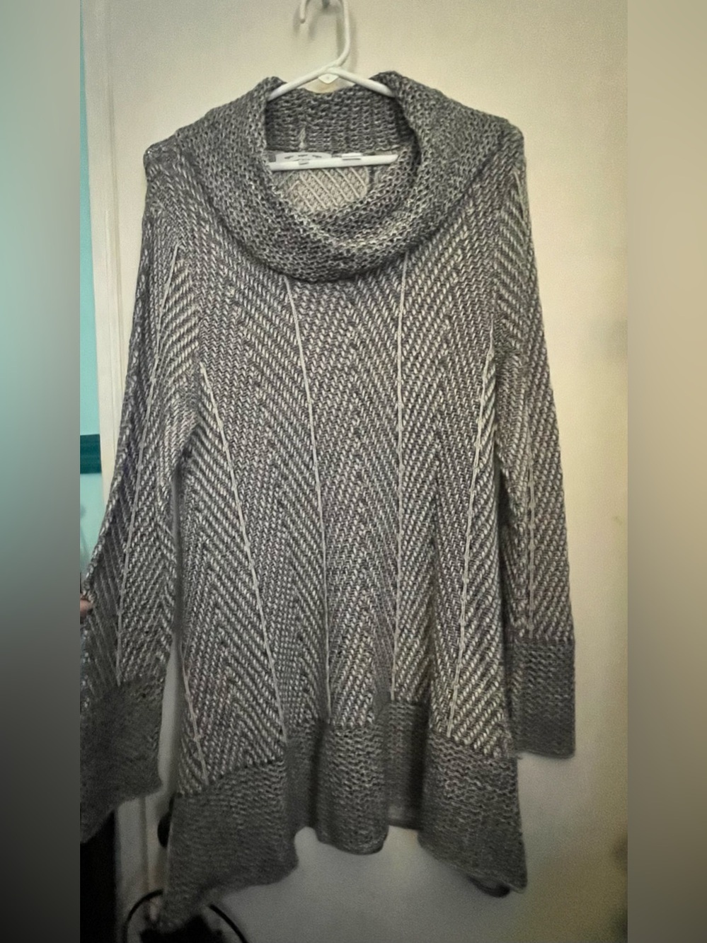 eight eight eight Gray Textured Cowl Neck Sweater